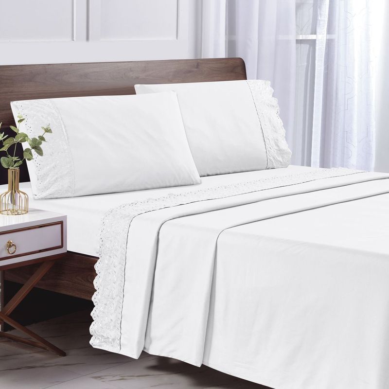 ANDES - SABANA ANDES MICROFIBRA BRODERIE BLANCO 15 PLAZA
