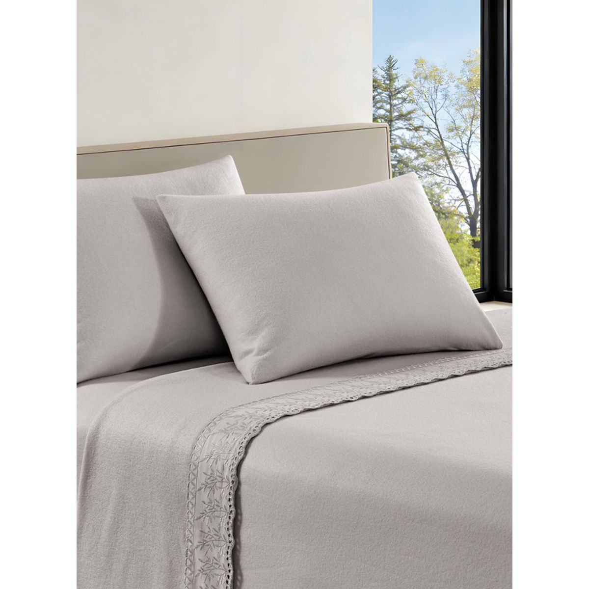 ANDES - SÁBANA ANDES POLAR BRODERIE GRIS 1.5 PLAZA