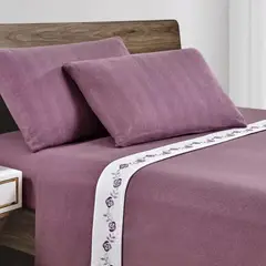 ANDES - SABANA POLAR BORDADA ROSA UVA 2 PLAZA