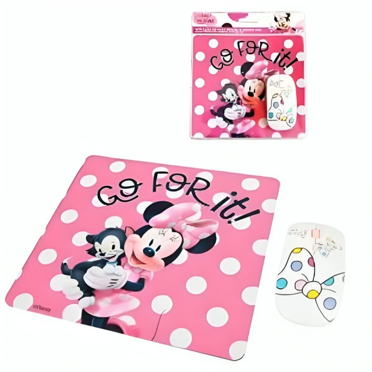 OEM - kit mouse inalambrico y mouse pad minnie 1