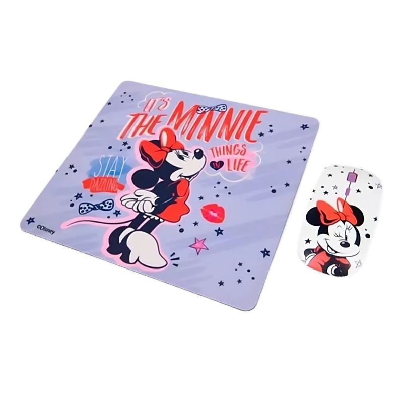 OEM - kit mouse inalambrico y mouse pad minnie 1