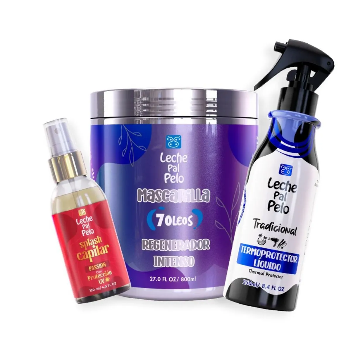 LECHE PAL PELO - Combo TOP Mascarilla 7 Oleos + Splash + Termoprotector