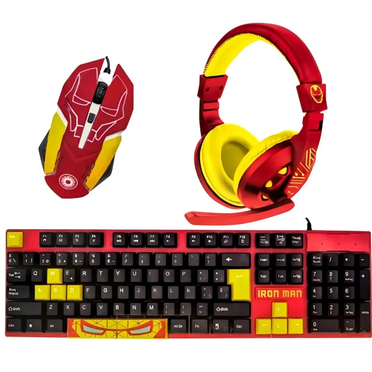 OEM - kit gamer iron man 3 en 1  3 en 1 teclado Mouse Audifono