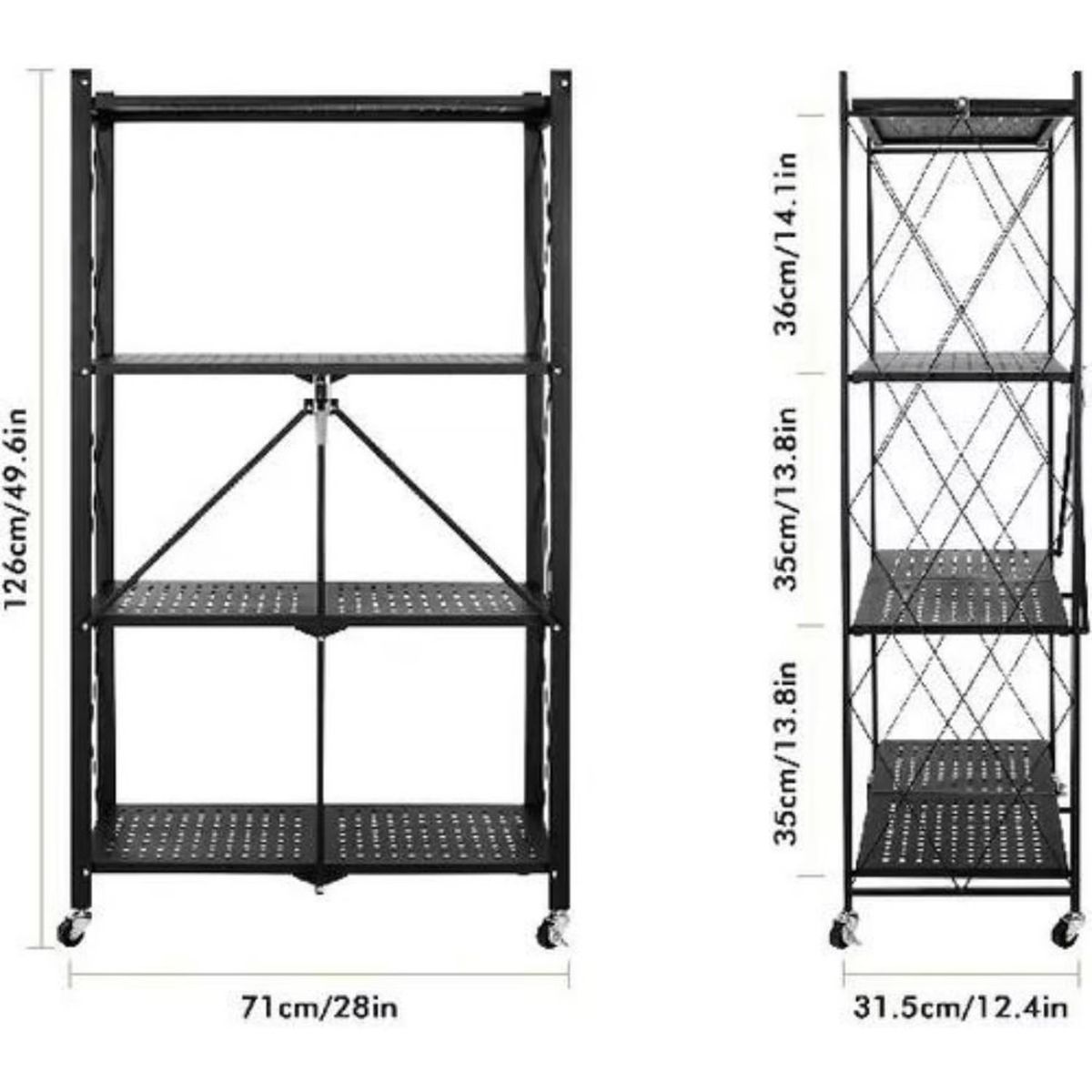 ANGELES DEL HOGAR - Estante Organizador Plegable Metálico Multiuso 4 Niveles