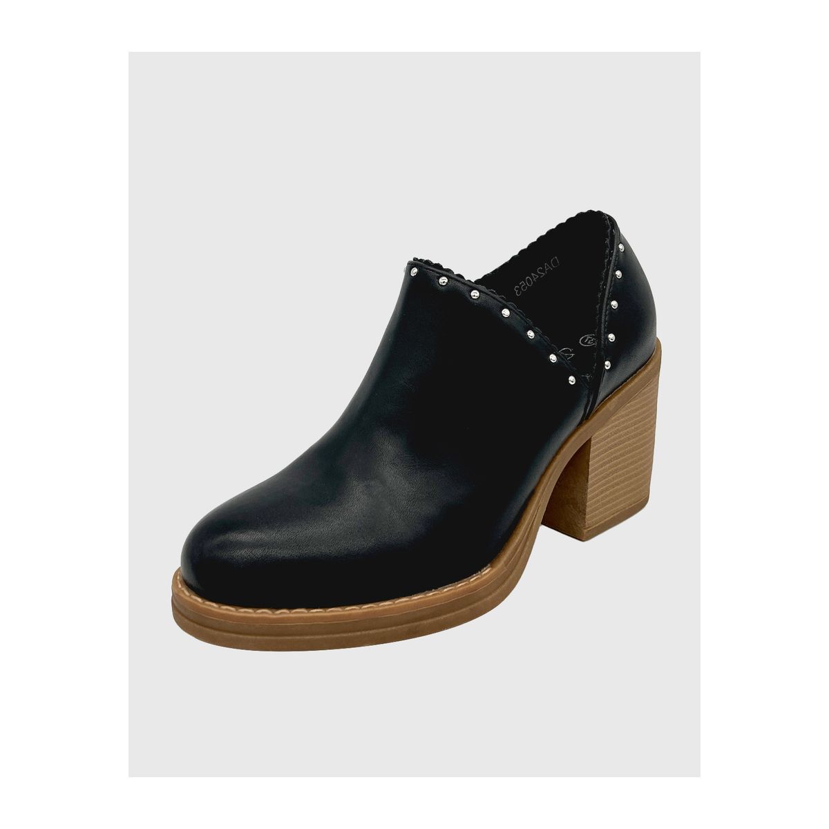 DINASTELLA - Botín para mujer con taco de 8 cm, cierre lateral y tachas