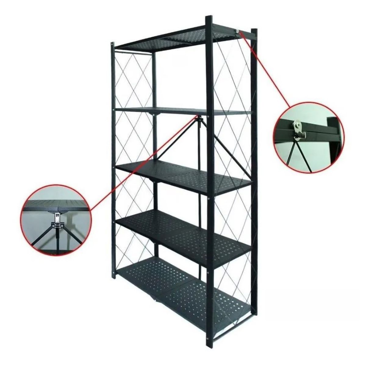 ANGELES DEL HOGAR - Estante Organizador Plegable Metálico Multiuso 5 Niveles