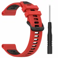 GENERICO - Correa Silicona Para Garmin Forerunner 745 / 955 / 965 - Rojo Negro