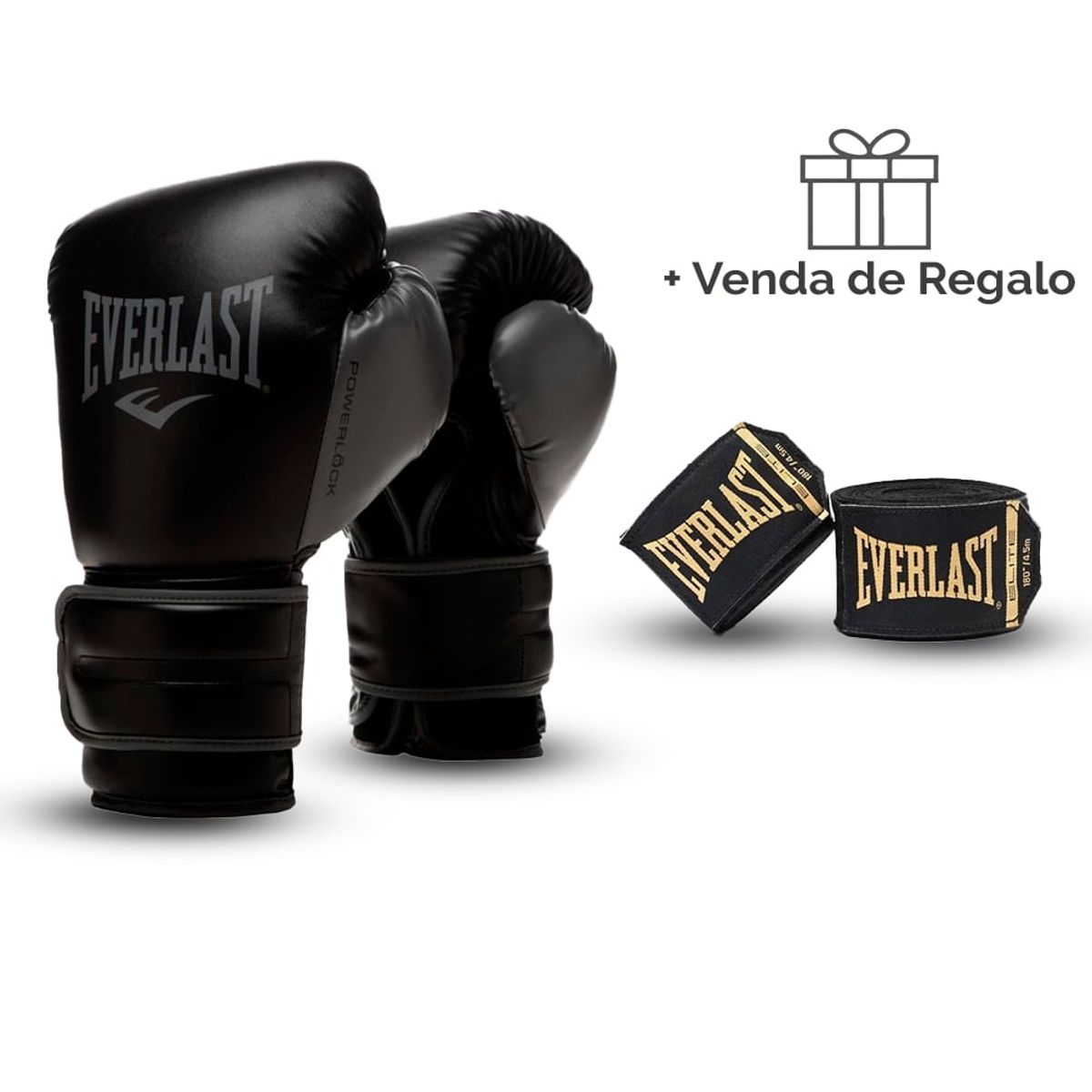 EVERLAST - Guante de Boxeo Everlast Powerlock 14oz + Vendas de Boxeo
