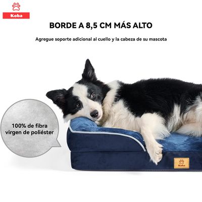 Imagen 2 del producto Cama Antiestres Perro Colchon Ortopedica 90x63cm Grande Azul