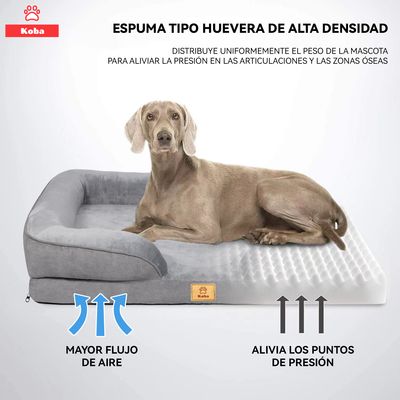 Imagen 2 del producto Cama Antiestres Perro Colchon Ortopedica 90x63cm Grande Gris