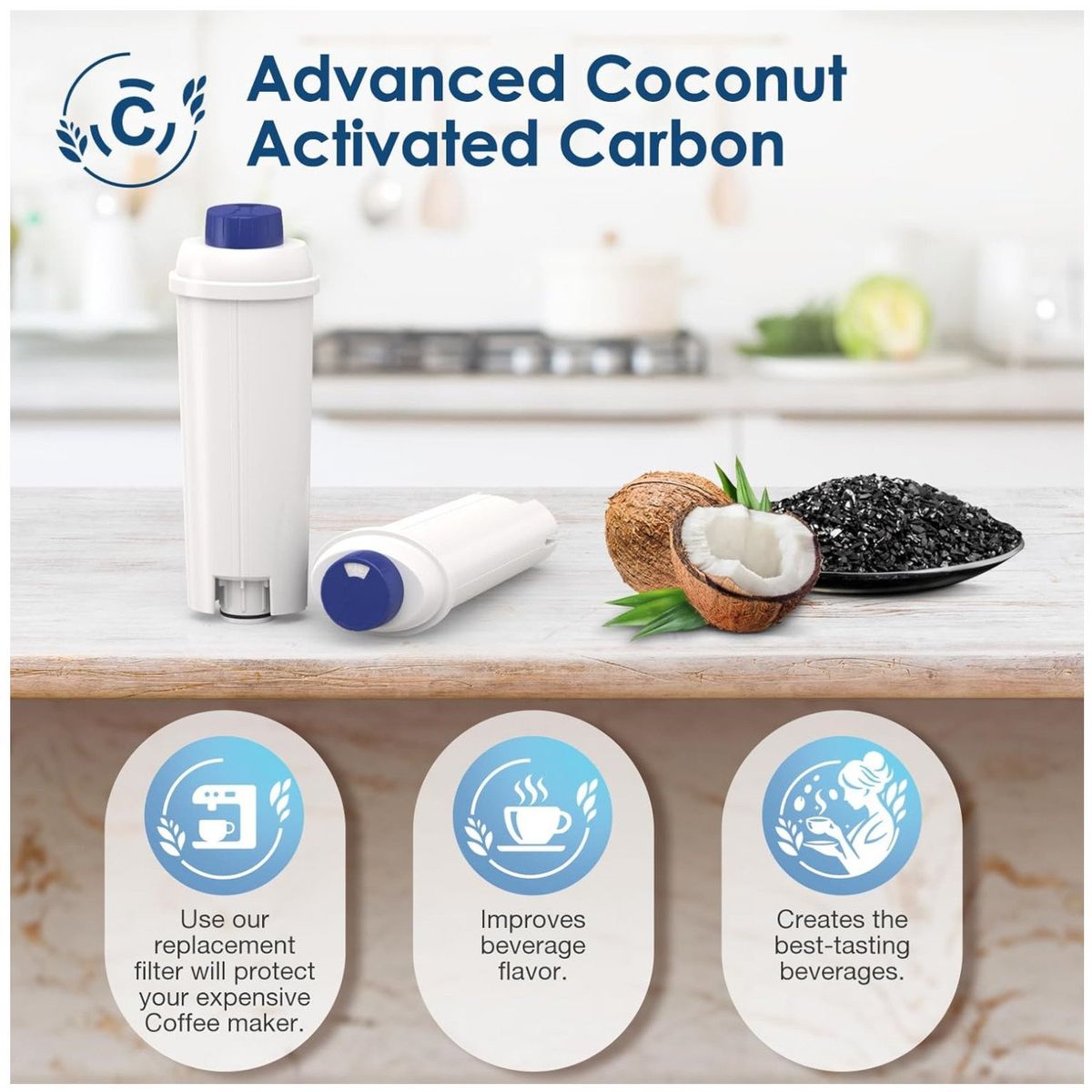 KUANGYE - Filtro De Agua Para Cafeteras Delonghi Dlsc002 Ser3017 Ec800