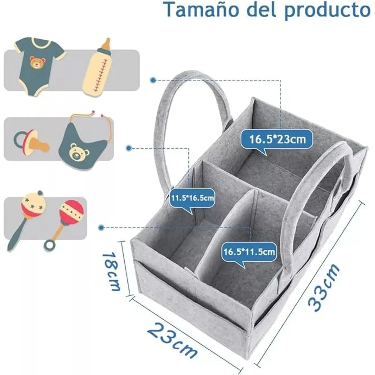 KUANGYE - Organizador De Pañales Para Bebé - Canasto Multiusos