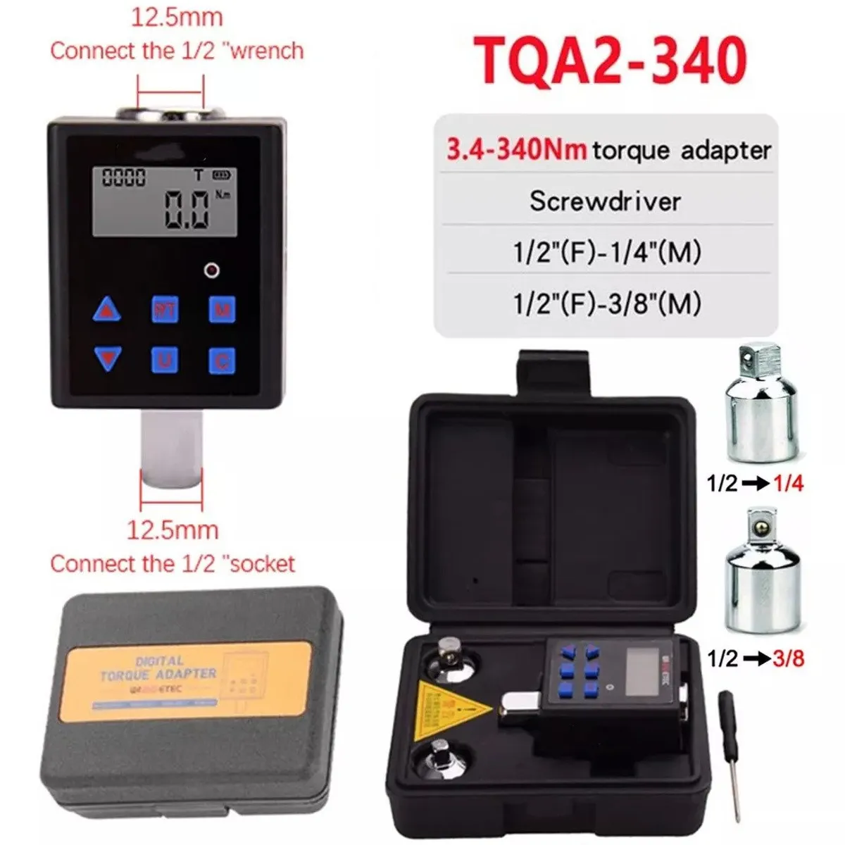 KUANGYE - Llave Dinamométrica Digital Torquemetro 14 38 12 34-340nm