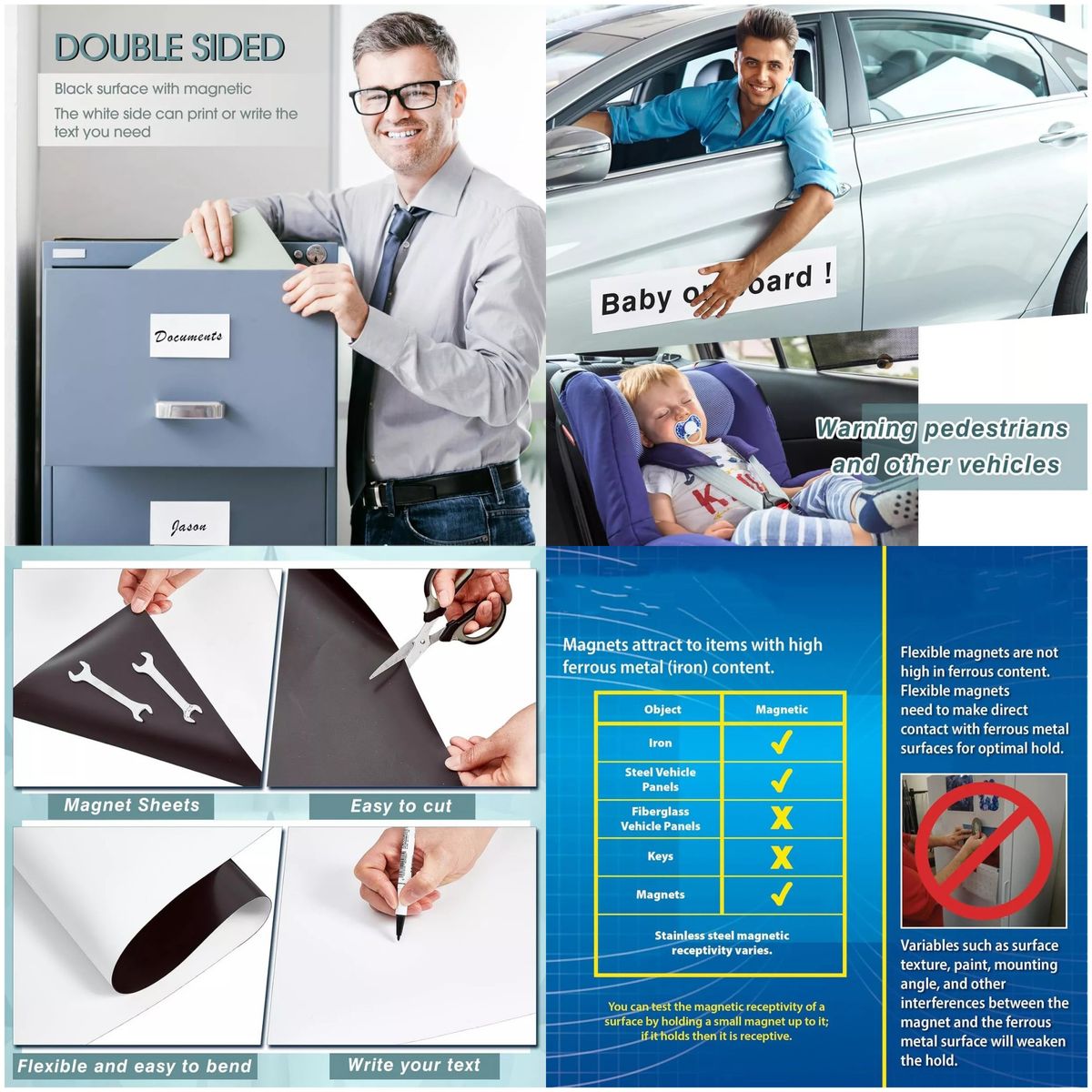 KUANGYE - Rollo Imantado Lado Adhesiva Papel 64x100 Cm Magnetico 1 Und