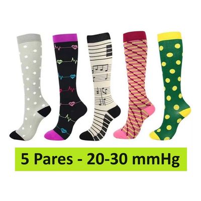 Imagen 2 del producto Pack 5 Medias Calcetines Compresión Várices Diseños Surtidos