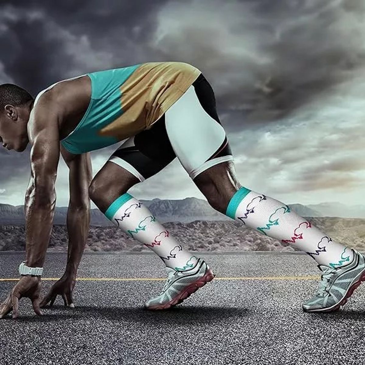 KUANGYE - Pack 5 Medias Calcetines Compresión Várices Diseños Surtidos