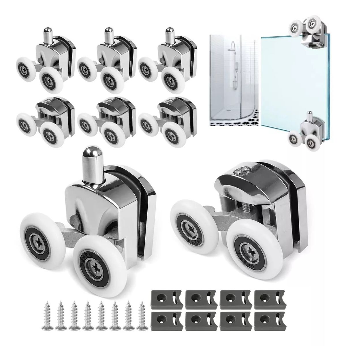 KUANGYE - Rueda Para Door De Baño De Ducha 4 Superiores Y 4 Inferiores