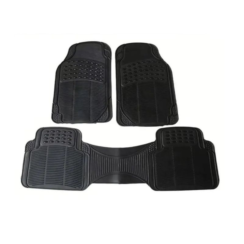 GENERICO - Alfombra Piso De Goma Auto Universal 3 Piezas Negro