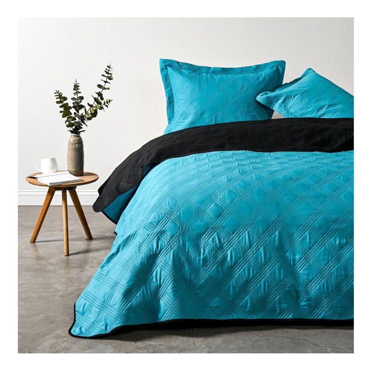 CANNON - Quilt de Verano AF Cannon King Bicolor Turquesa Negro