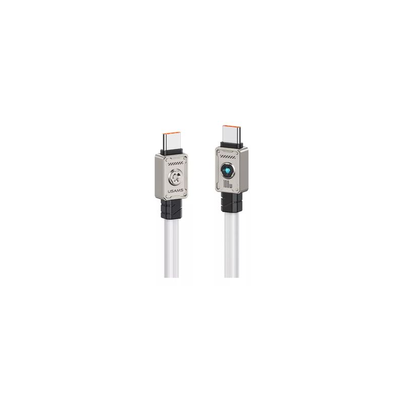 USAMS - Cable Cargador Tipo C A Tipo C Usams SJ684 Luz Led 100w 12m Blanco