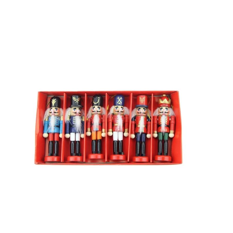 GENERICO - Set 6x Cascanueces De Adornos Navideños  12cm Rojo