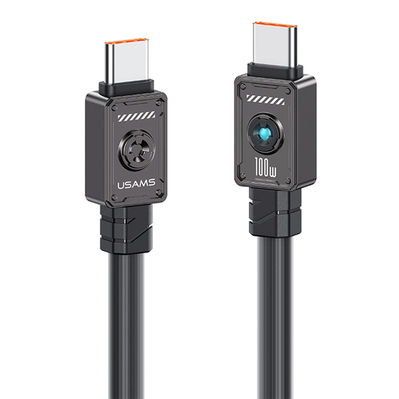 USAMS - Cable Cargador Tipo C A Tipo C Usams SJ684 Luz Led 100w 12m Negro