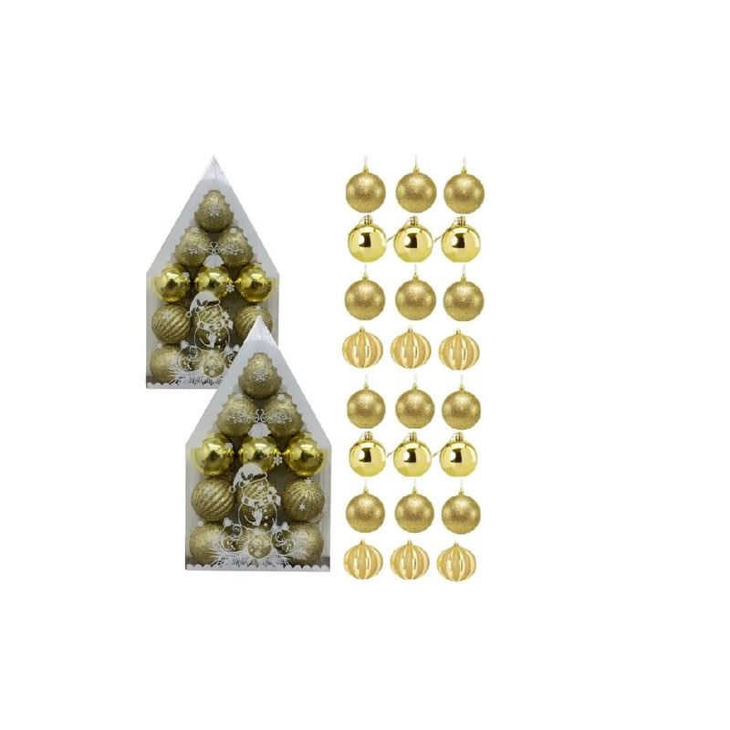 GENERICO - Bolas De Navidad 6cm Pack 24 Esferas Adorno Árbol Gold