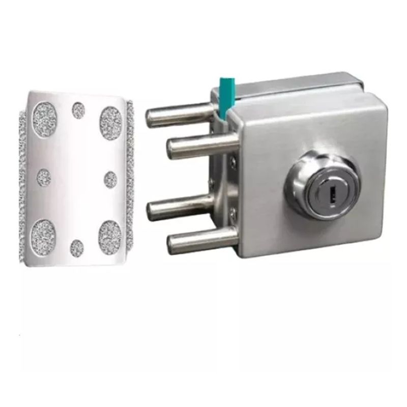 GENERICO - Cerradura Puerta Con Llave Pestillo De Vidrio a Muro De 8 A 12mm