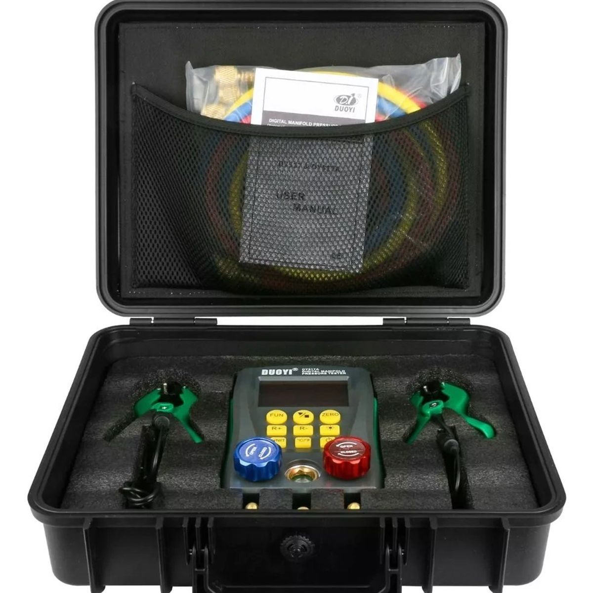 GENERICO - Manómetro Digital con mangueras y caimanes Douyi DY517-A