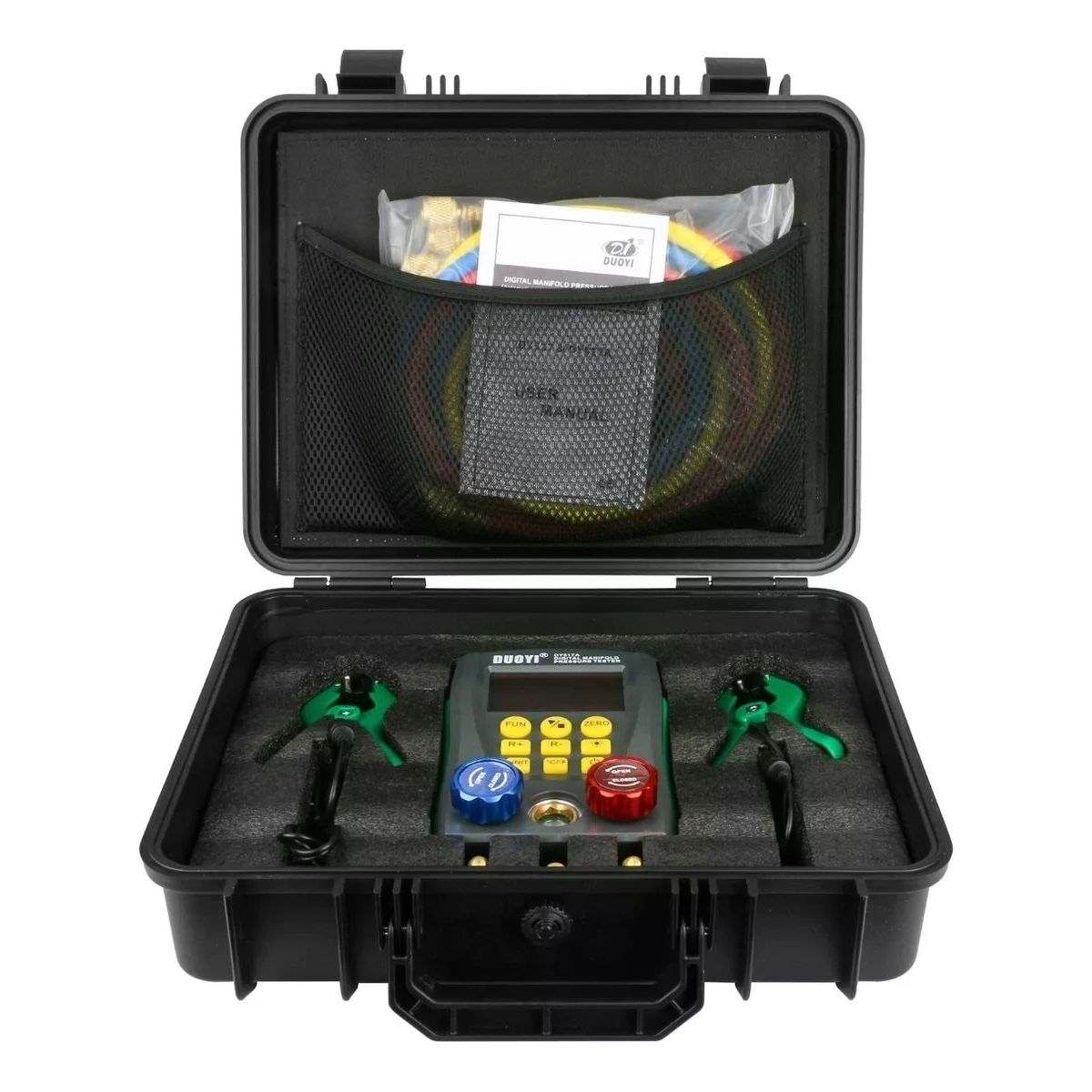 GENERICO - Manómetro Digital con mangueras y caimanes Douyi DY517-A