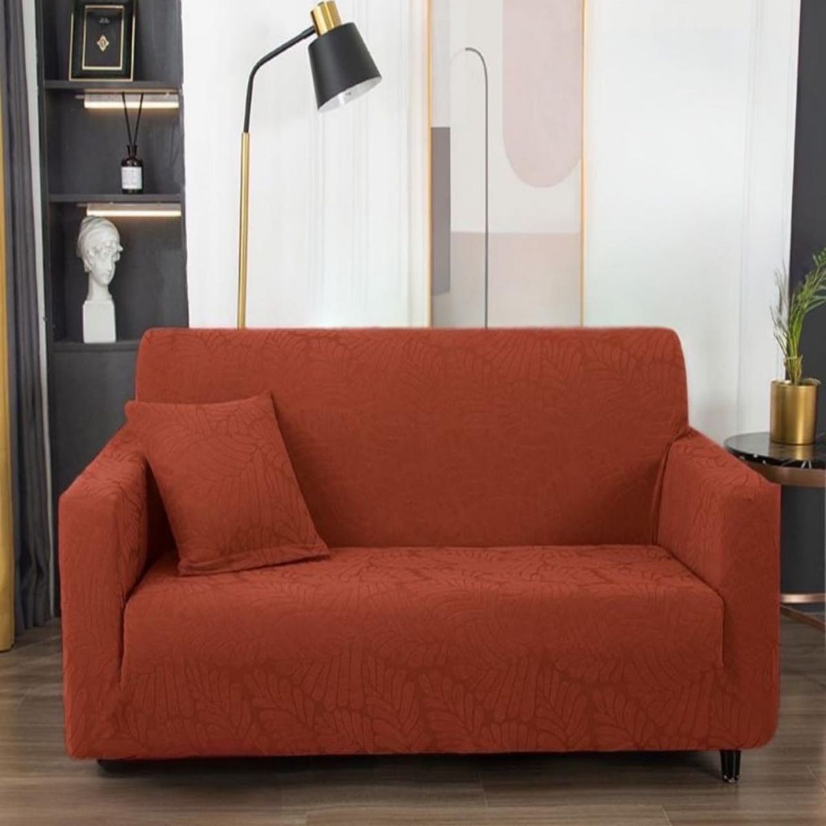 GENERICO - Funda Sofá 3 Cuerpos Texturizada Ajustable Terracota
