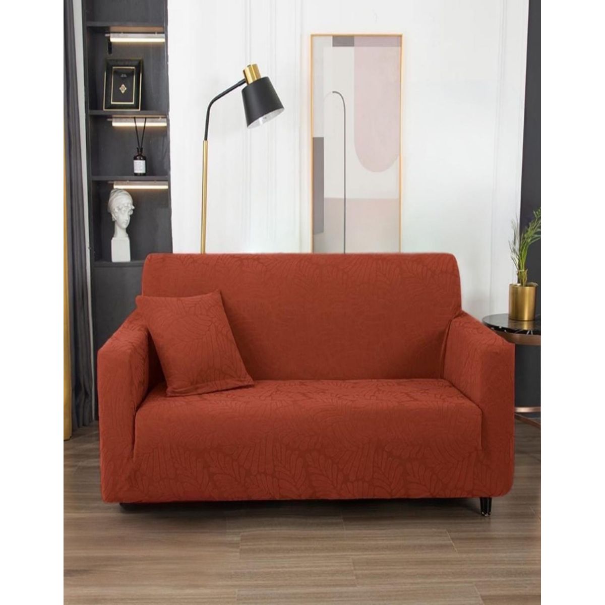 GENERICO - Funda Sofá 3 Cuerpos Texturizada Ajustable Terracota