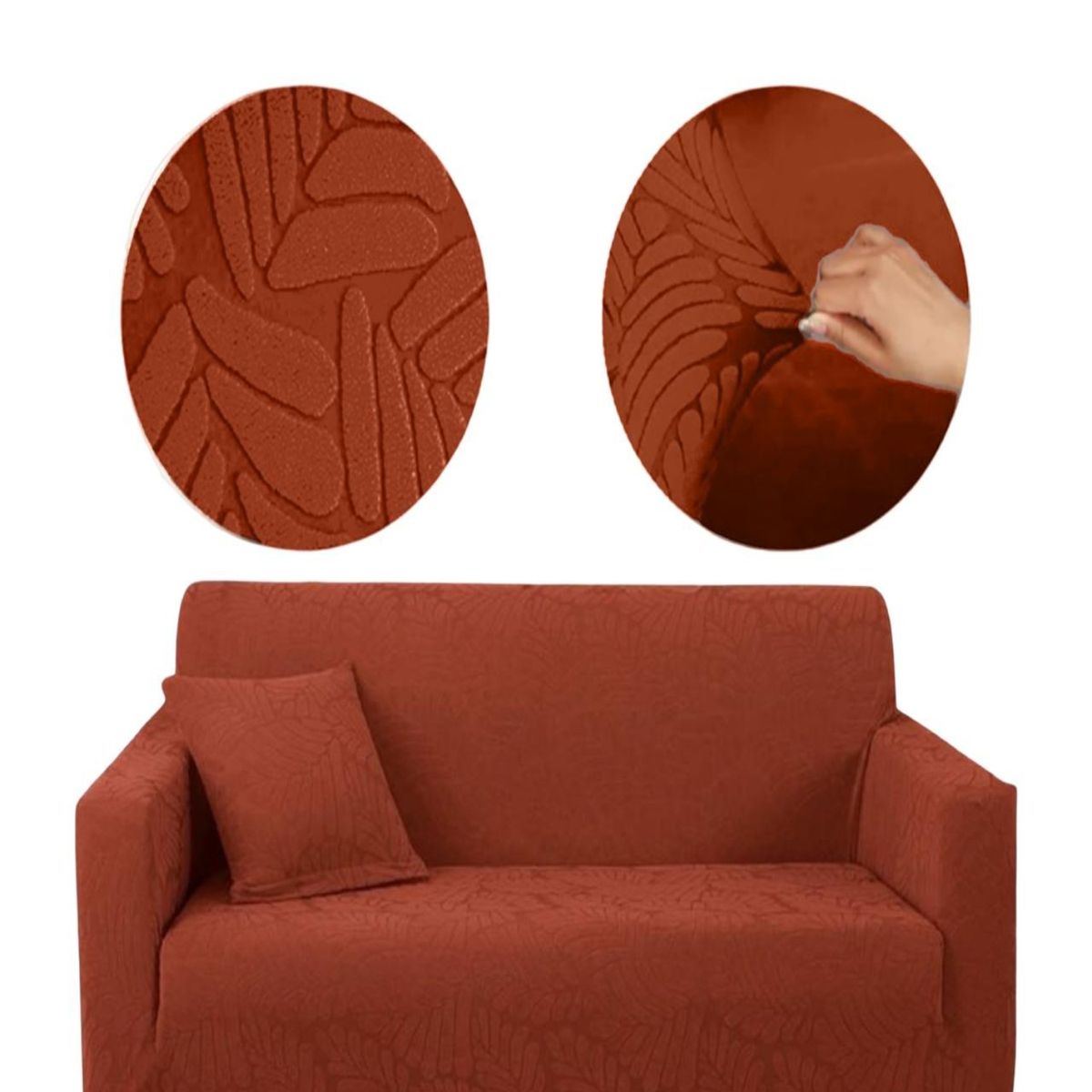 GENERICO - Funda Sofá 3 Cuerpos Texturizada Ajustable Terracota