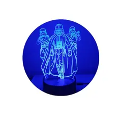 GENERICO - Lampara ilusión 3D Star Wars De 7 Colores