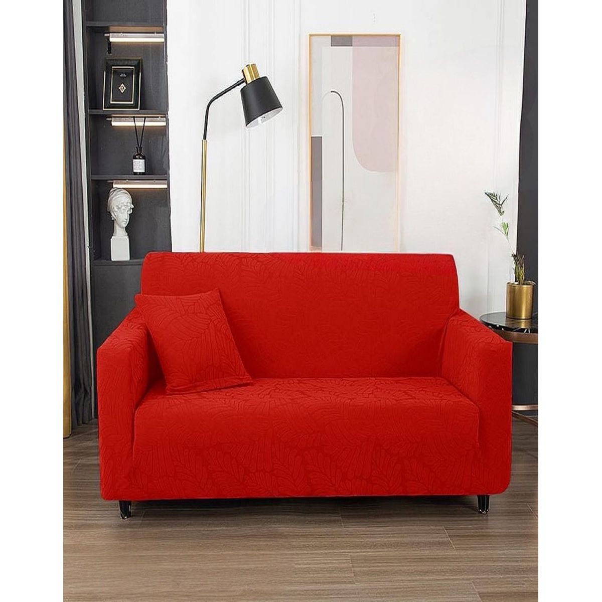 GENERICO - Funda Sofá 3 Cuerpos Texturizada Ajustable rojo