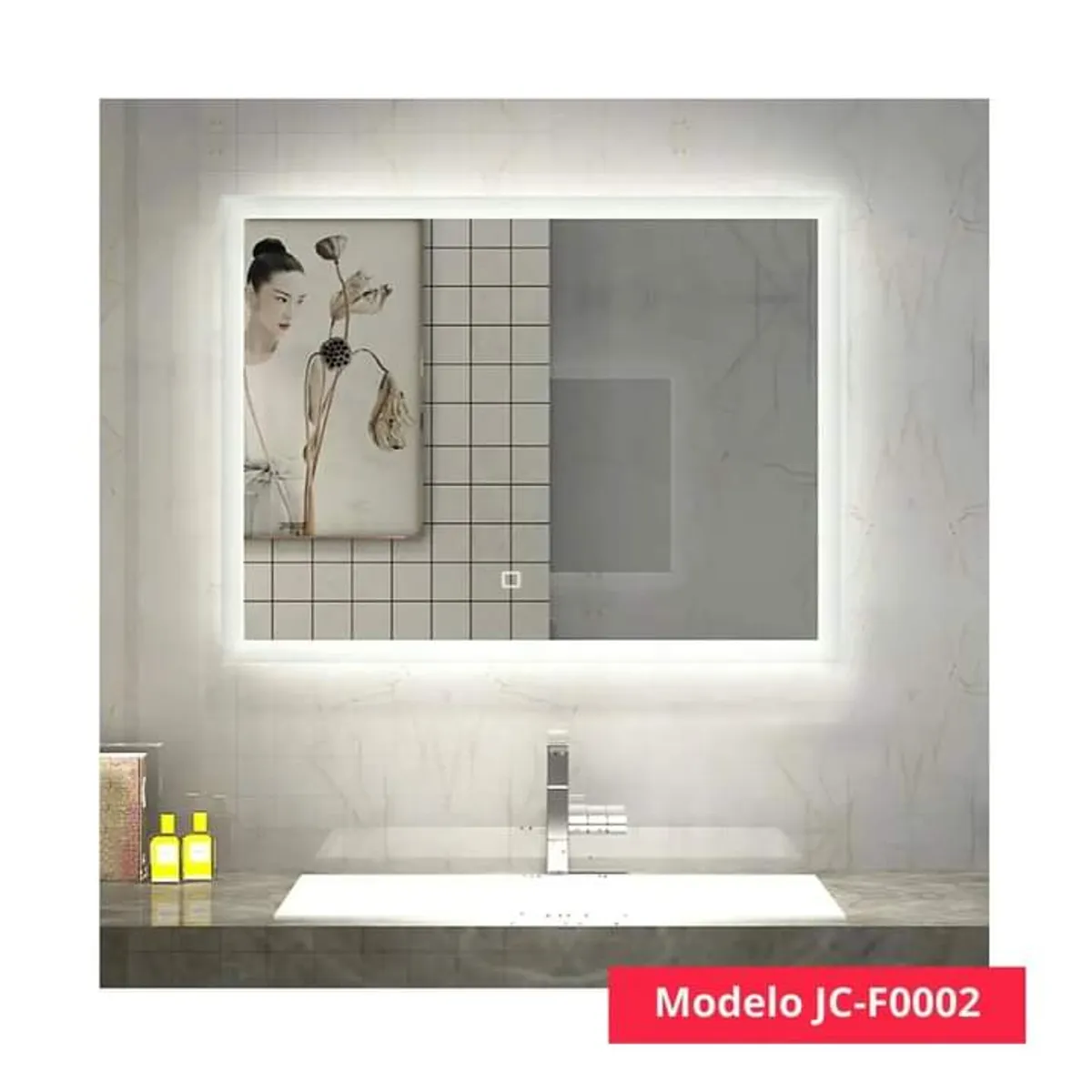 DTD - Espejo Baño  con Luz Led  más Desempañador Electrico y Touch Control 80x60cm