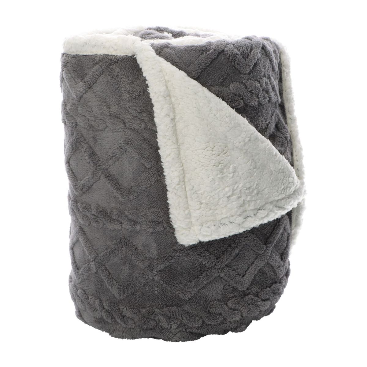 ANDES - FRAZADA ANDES JACQUARD SHERPA GRIS 2 PLAZA