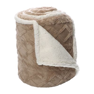Imagen 2 del producto FRAZADA JACQUARD SHERPA BEIGE KING