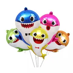 GENERICO - Set de Globos aluminio 5 piezas temática baby shark