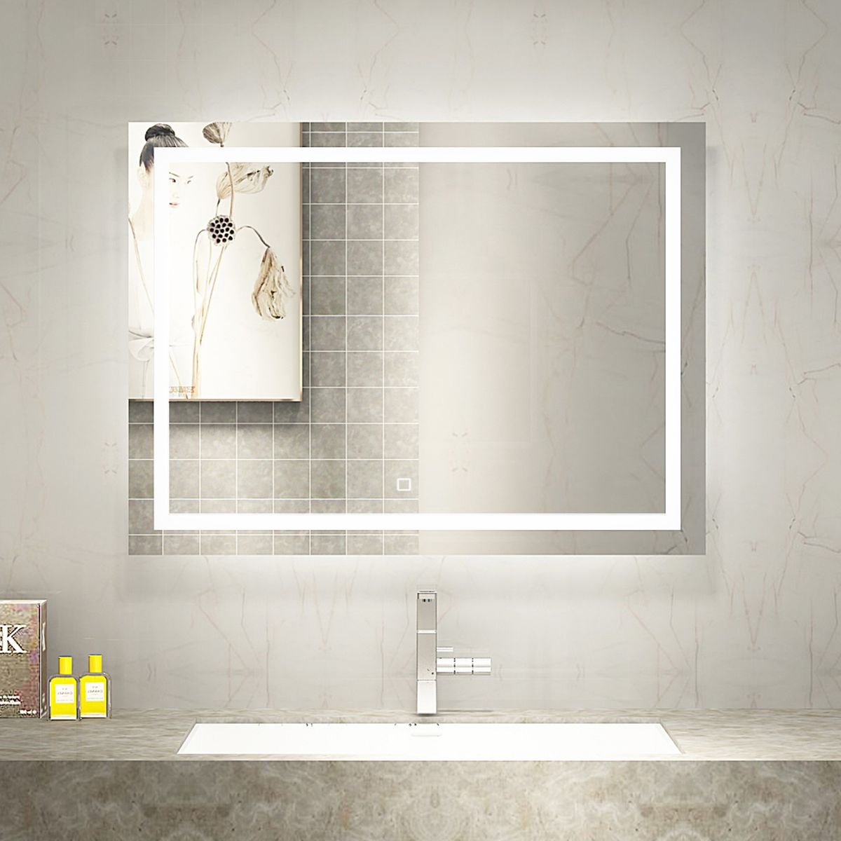 DTD - Espejo Baño  con Luz Led  más Desempañador Electrico y Touch Control 80x60cm