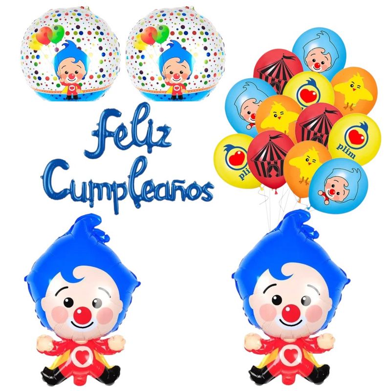 GENERICO - Set de Globos foil + látex plim plim  para cumpleaños