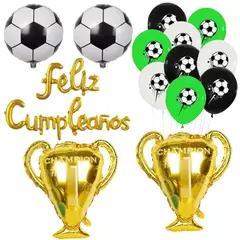 GENERICO - Set de Globos foil + látex futbol para cumpleaños