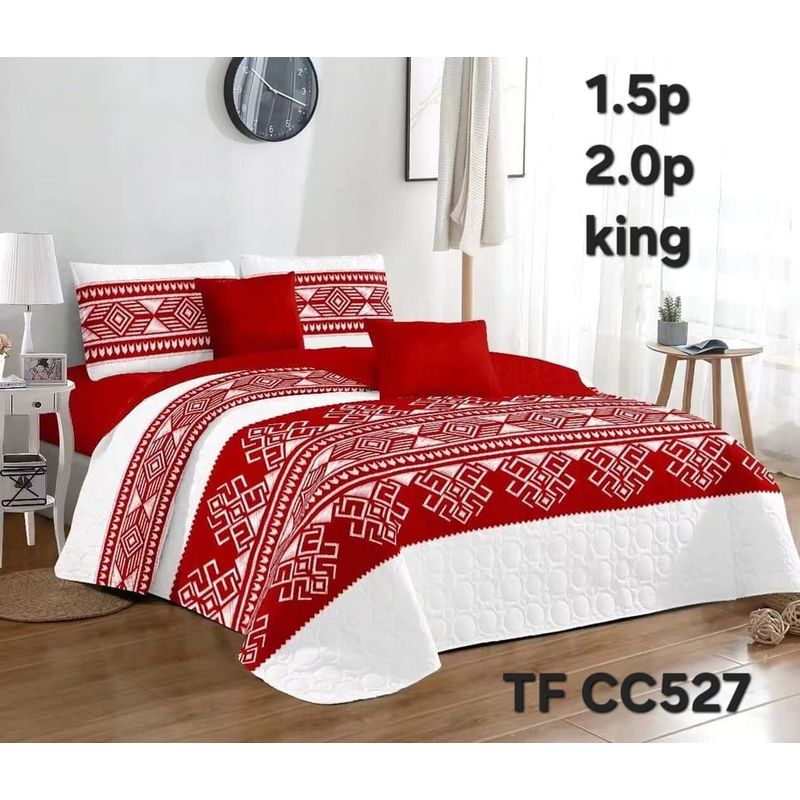 ANGELES DEL HOGAR - Cobertor de Verano Quilt King  Rojo con Blanco TFCC527