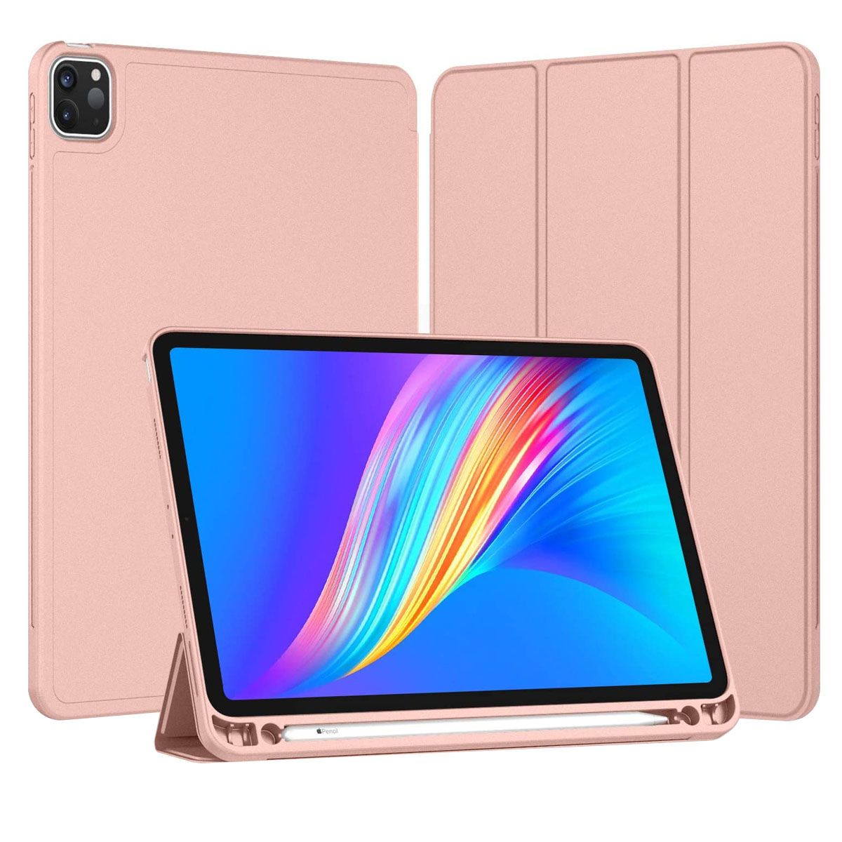 JOIGO - Funda Smart Cover Para iPad 12.9(Pro) Con Ranura Lapiz Gold Rose
