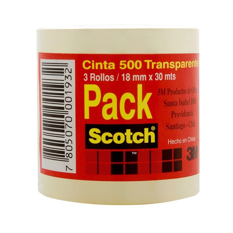 3M - Cinta Adhesiva 3M Cristal 18 mm X 30 M Pack 3 Unidades