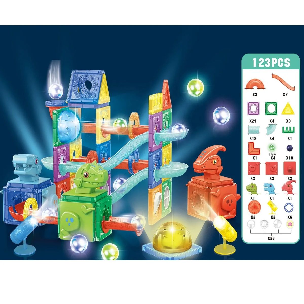 GENERICO - Bloques De Construcción Magnéticos Luminoso 123 Pcs Iman