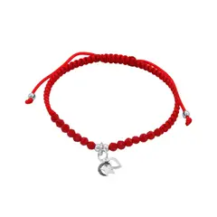 GENERICO - Pulsera De Macrame Ajustable Cristales Rojos Triple Efigie De Plata
