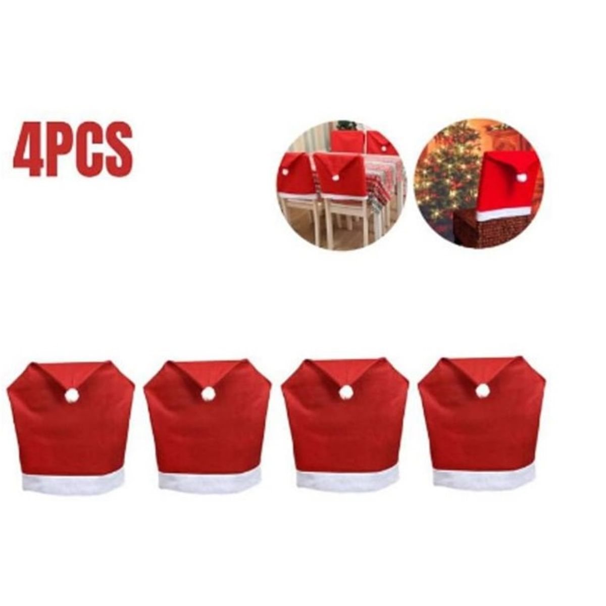 GENERICO - PACK X 4 COBERTOR FUNDA DE SILLAS DE NAVIDAD.