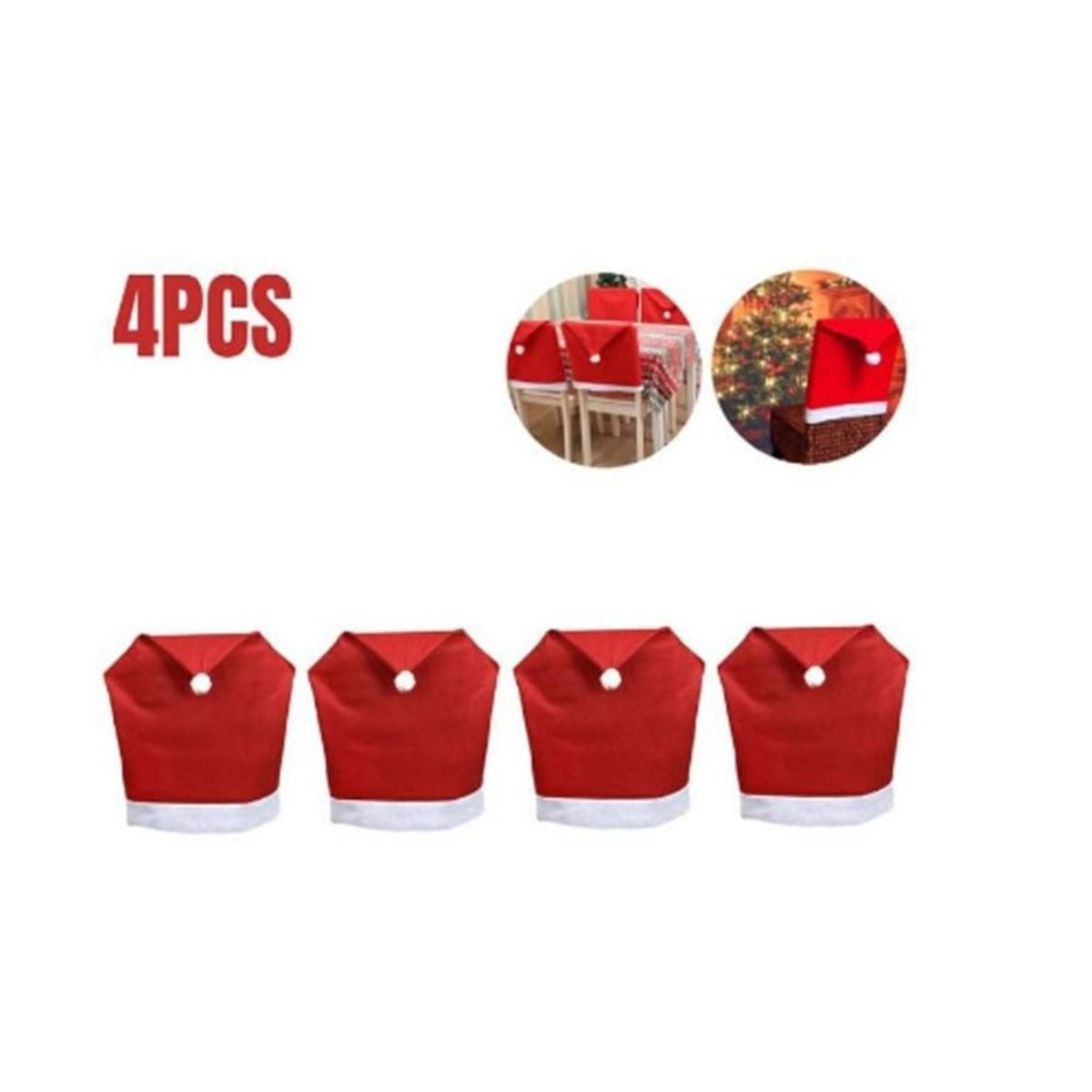 GENERICO - PACK X 4 COBERTOR FUNDA DE SILLAS DE NAVIDAD.