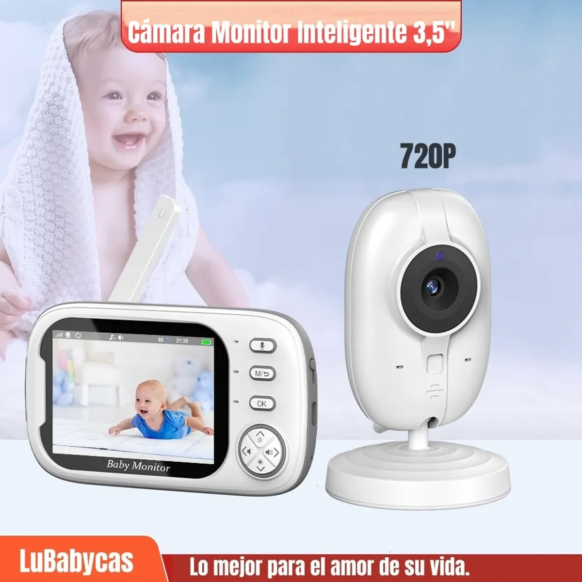 LUBABYCAS - Cámara Monitor Inteligente 3.5″ Pantalla 720P LuBabycas